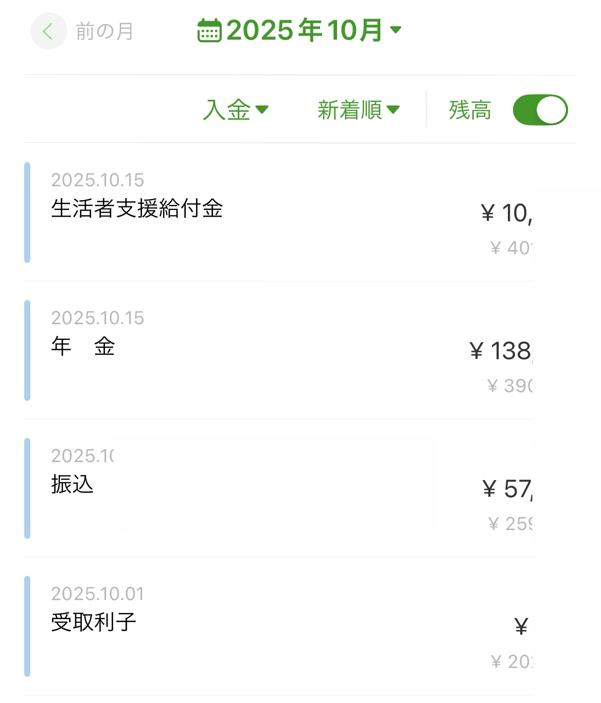 うつ病生活保護受給者の家計簿【2025年10月末時点】 うつ病生活保護受給者の家計簿【2025年10月末時点】